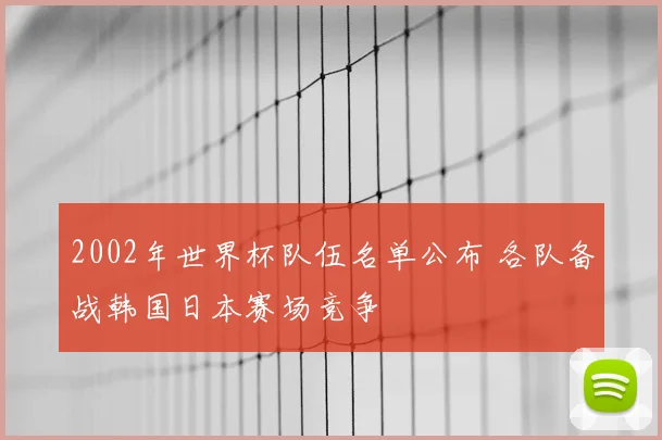 2002年世界杯队伍名单公布 各队备战韩国日本赛场竞争